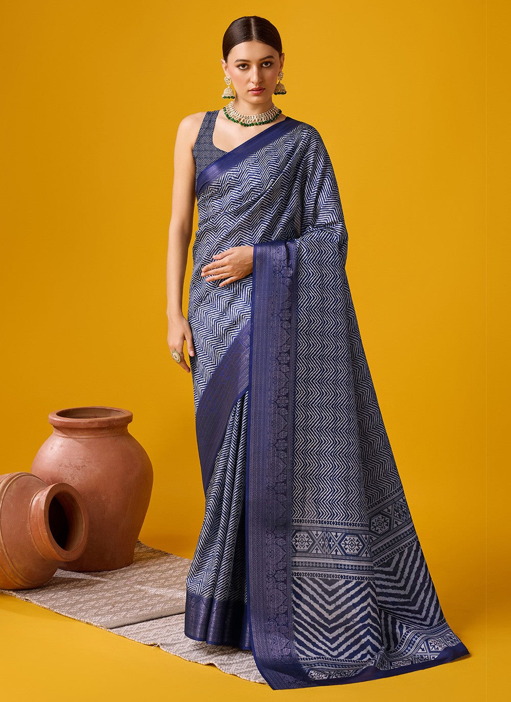 Casual Printed Cotton Saree - S6161