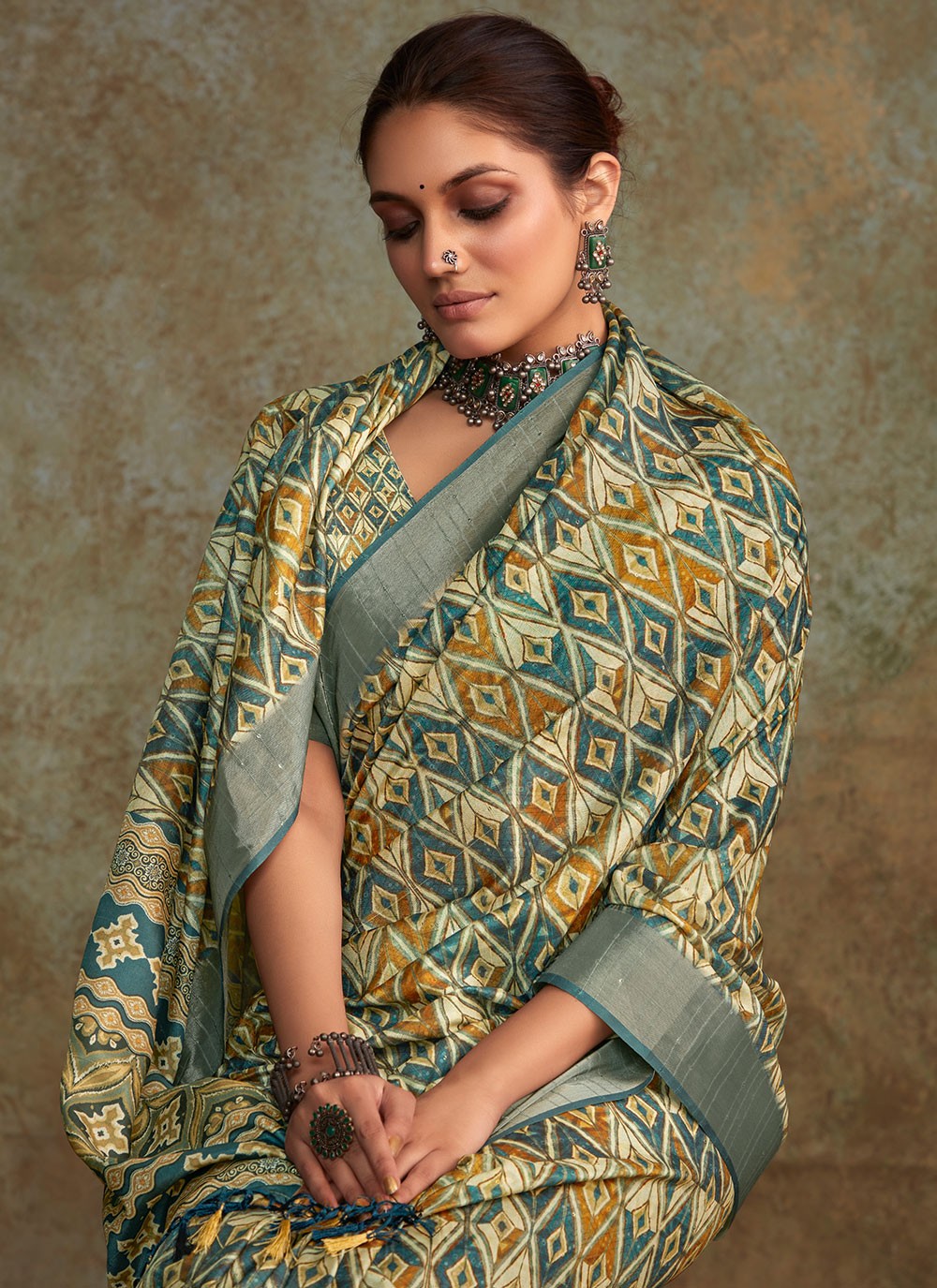 Classic Printed Handloom Silk Saree - S6674