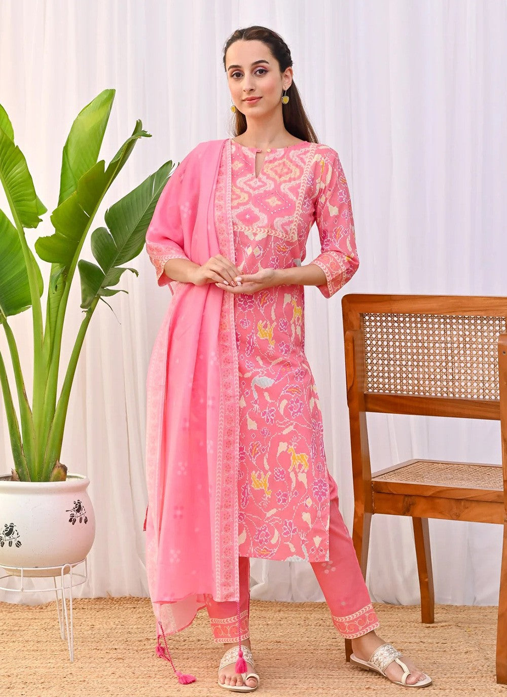 Salwar Suit Embroidered Pink Rayon T5078