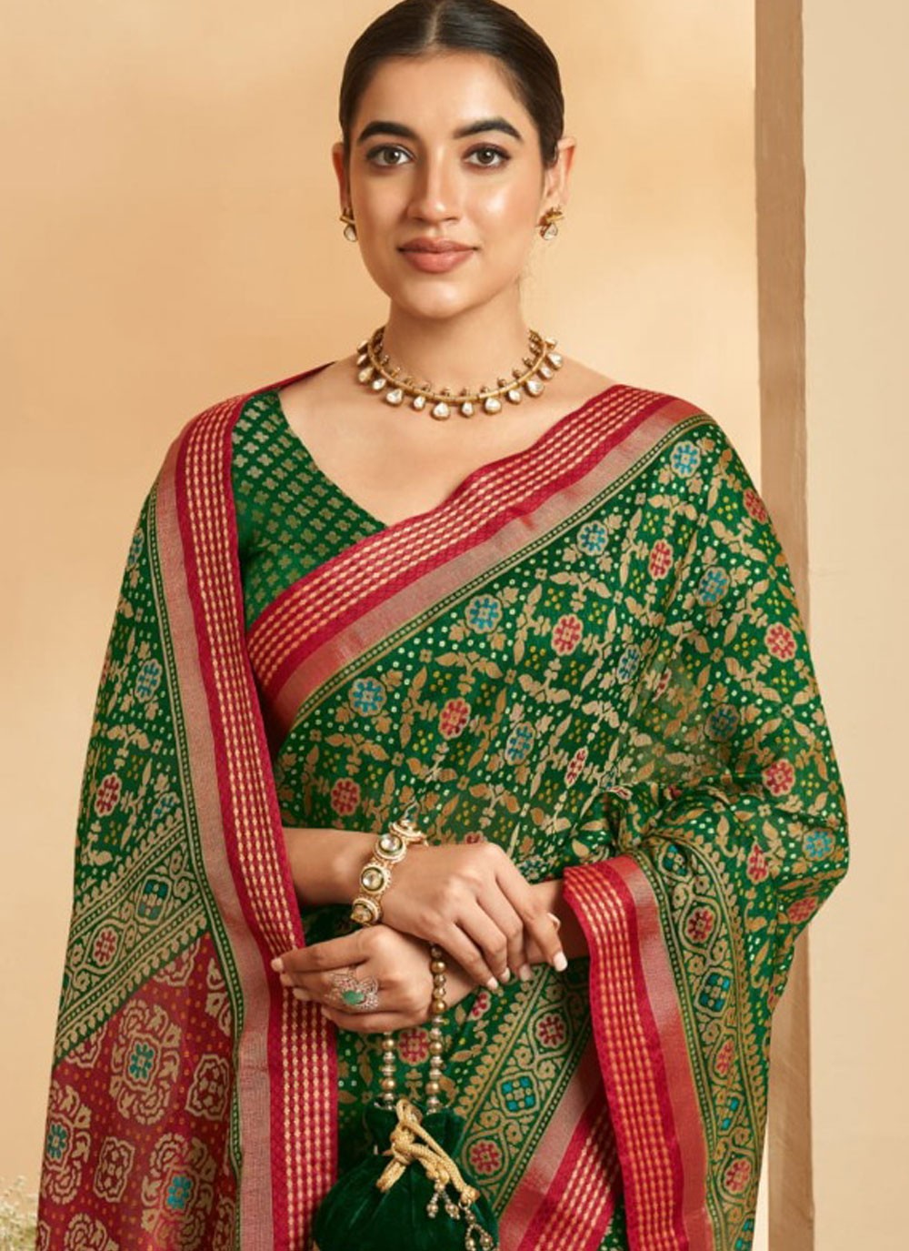 Classic Saree Printed Green Georgette Saree S13183