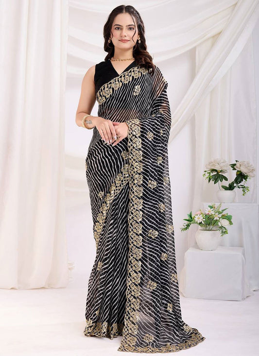 Trendy Saree Printed Black Georgette Saree S12983