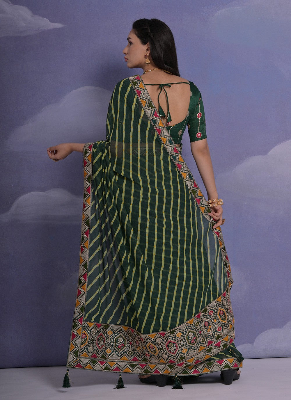 Trendy Border Work Georgette Saree - S4872