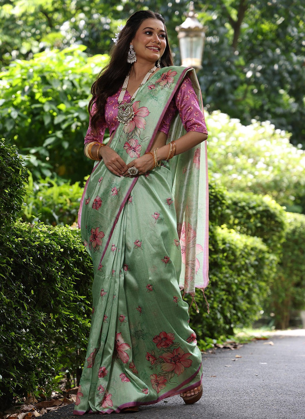 Classic Printed Tussar Silk Saree - S8572