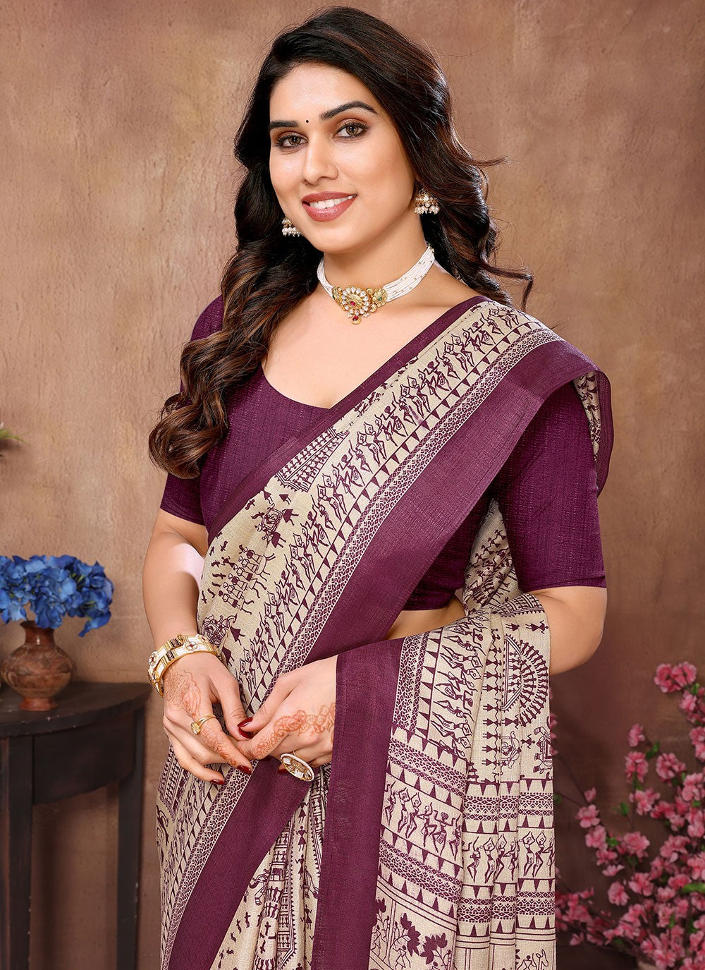 Classic Stones Chiffon Satin Saree - S5886