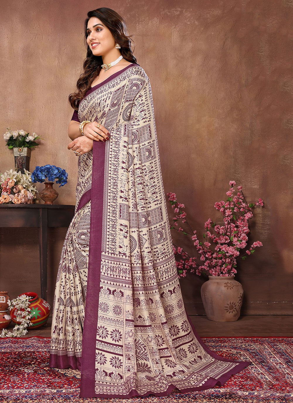 Classic Stones Chiffon Satin Saree - S5886