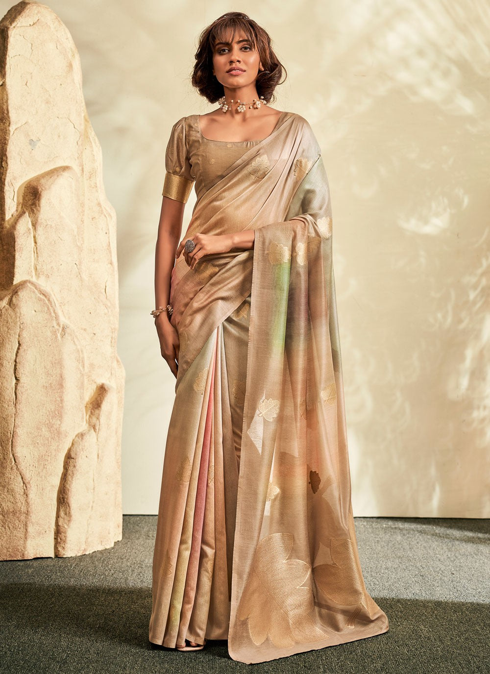 Trendy Printed Khadi Saree - S5523