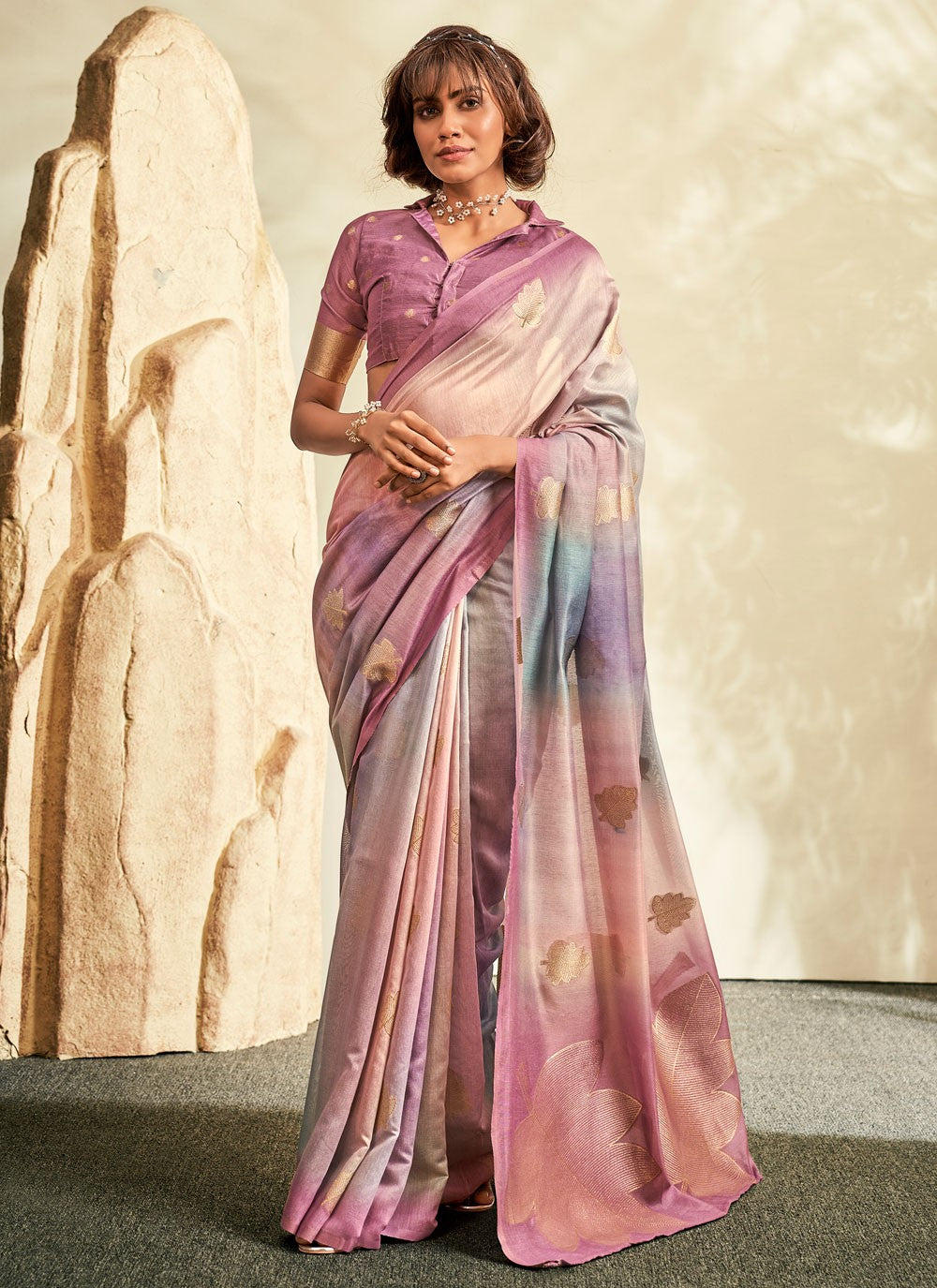 Trendy Printed Khadi Saree - S5523