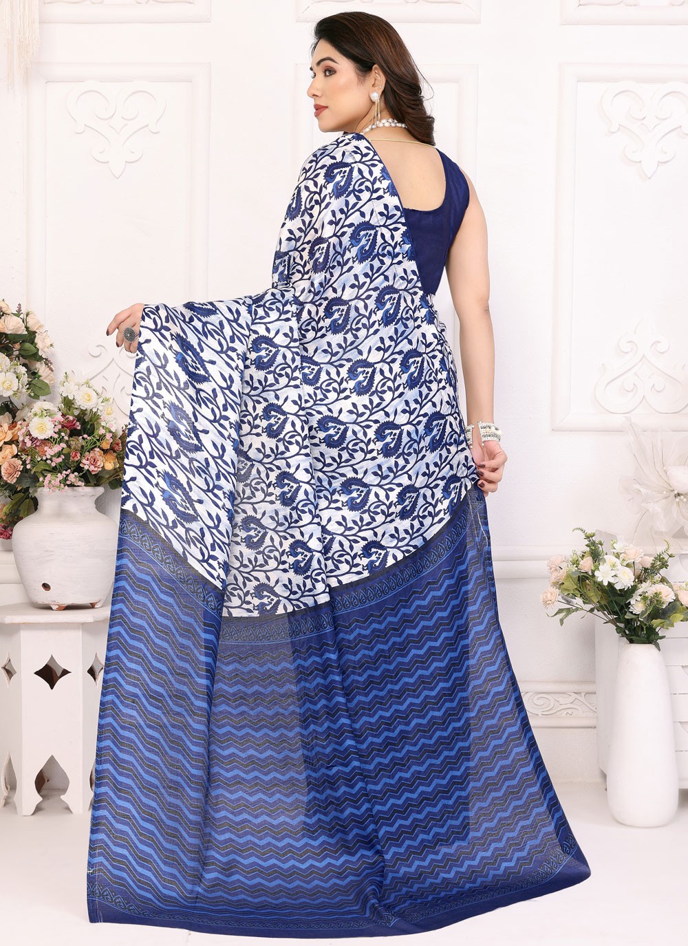 Printed Satin Saree - S12222