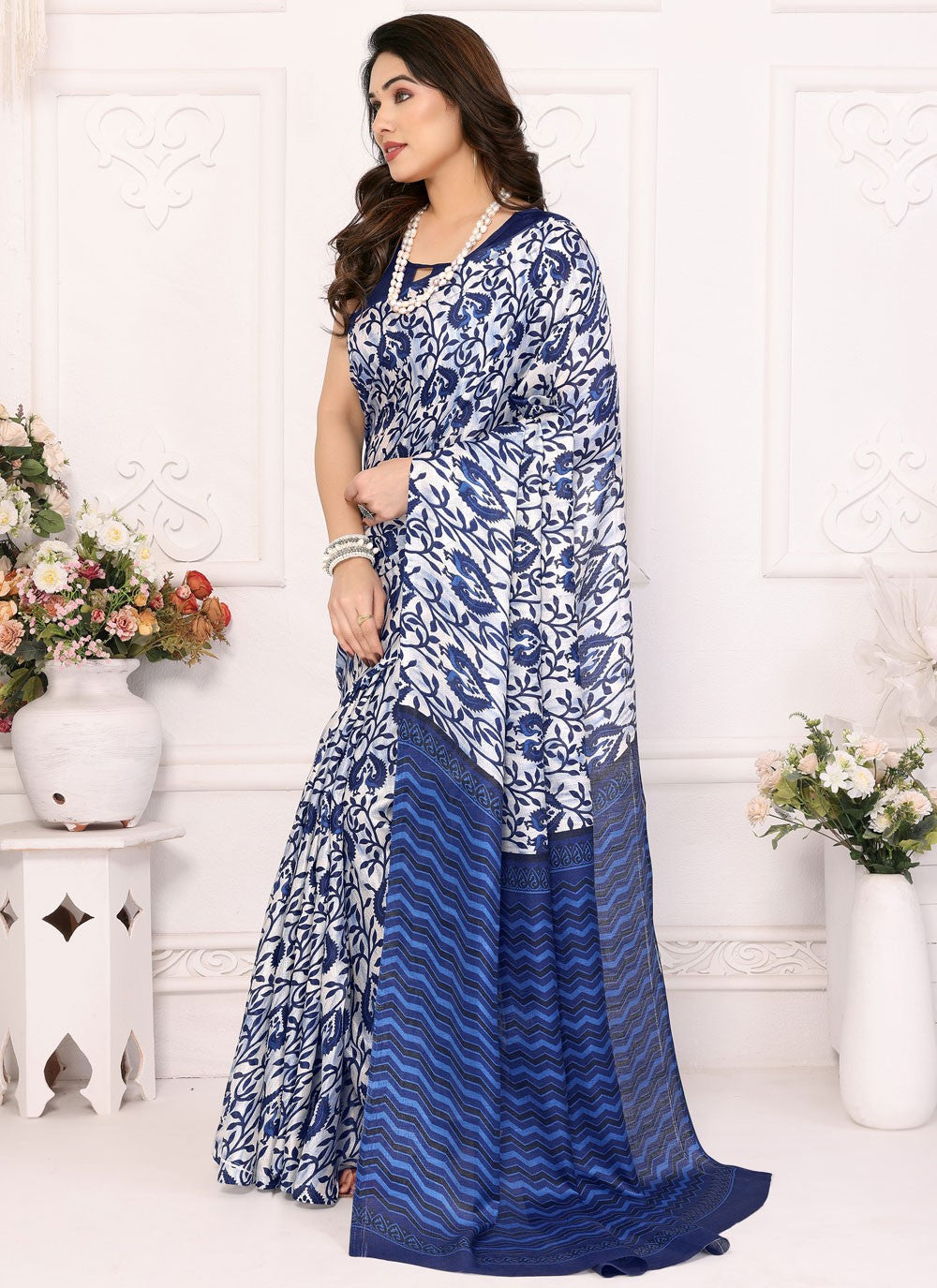 Printed Satin Saree - S12222