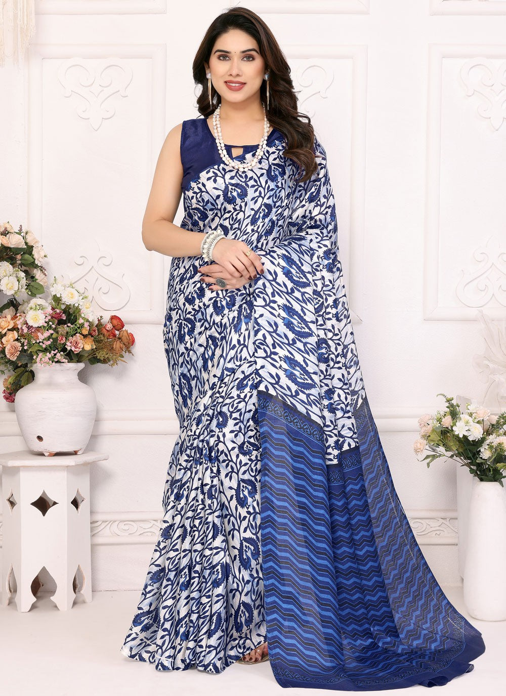 Printed Satin Saree - S12222
