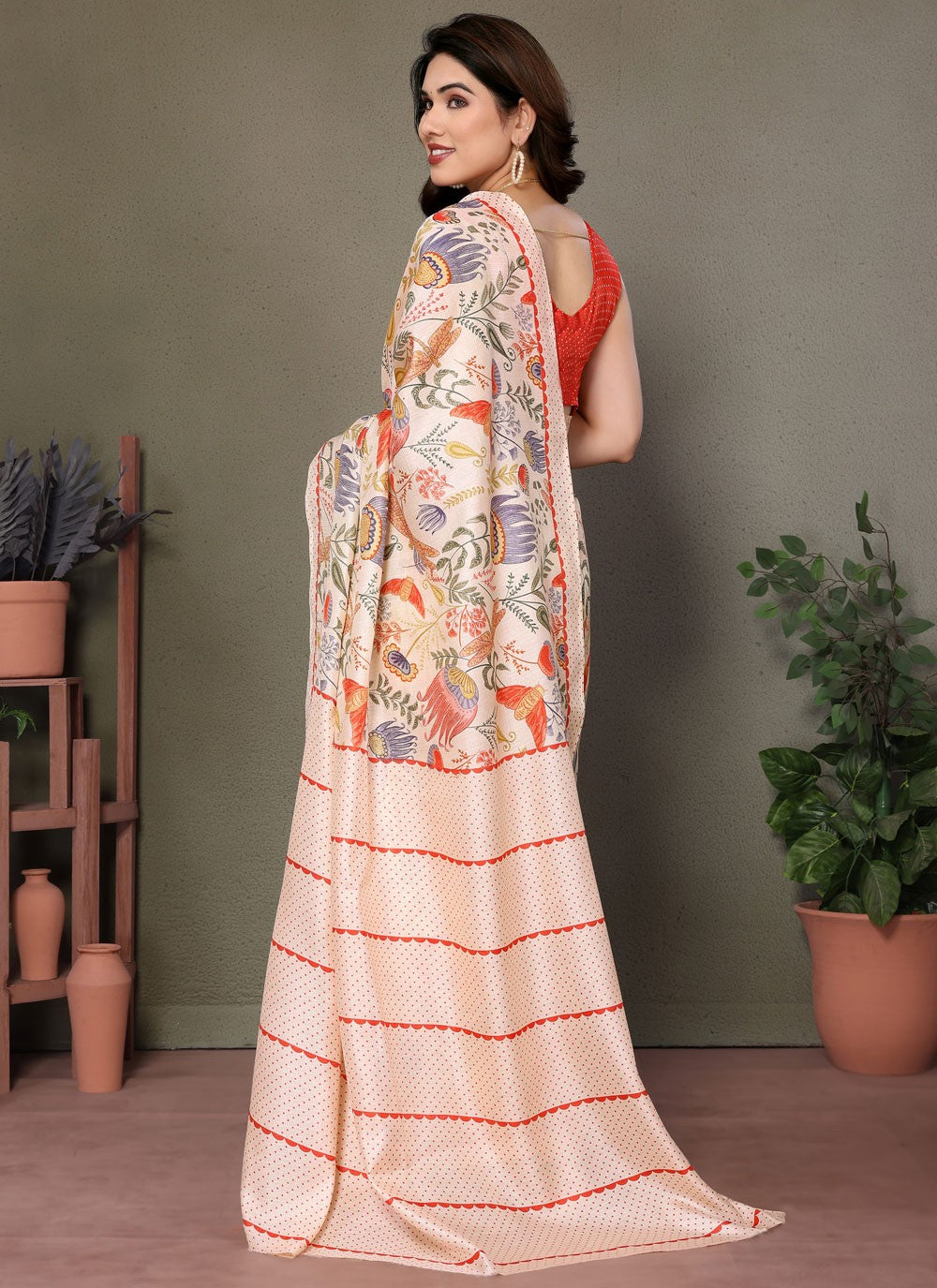 Printed Satin Saree - S12222