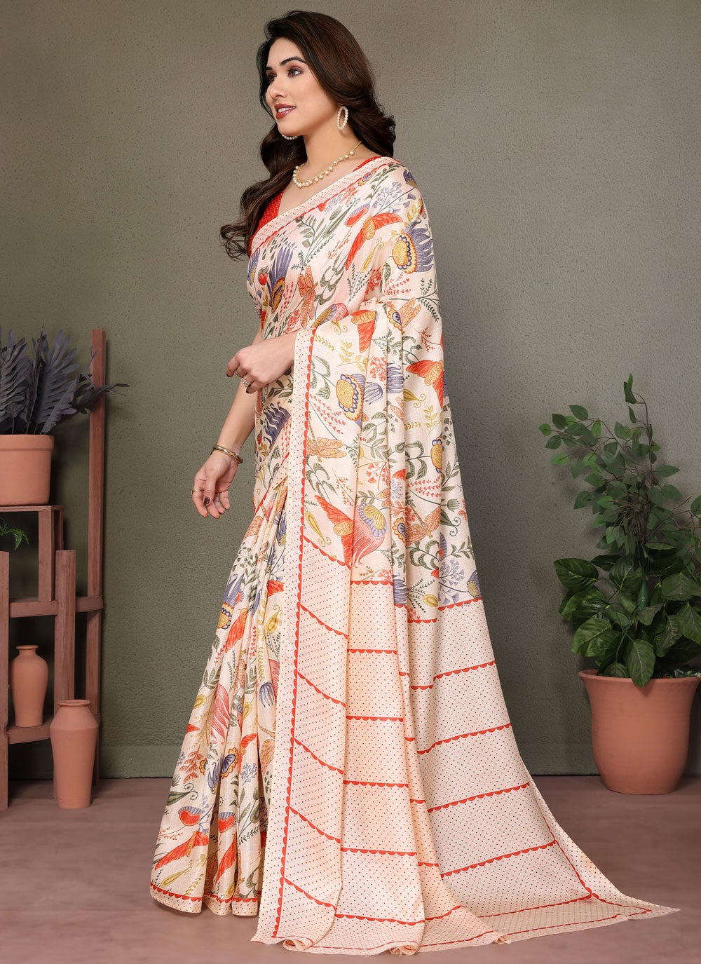 Printed Satin Saree - S12222