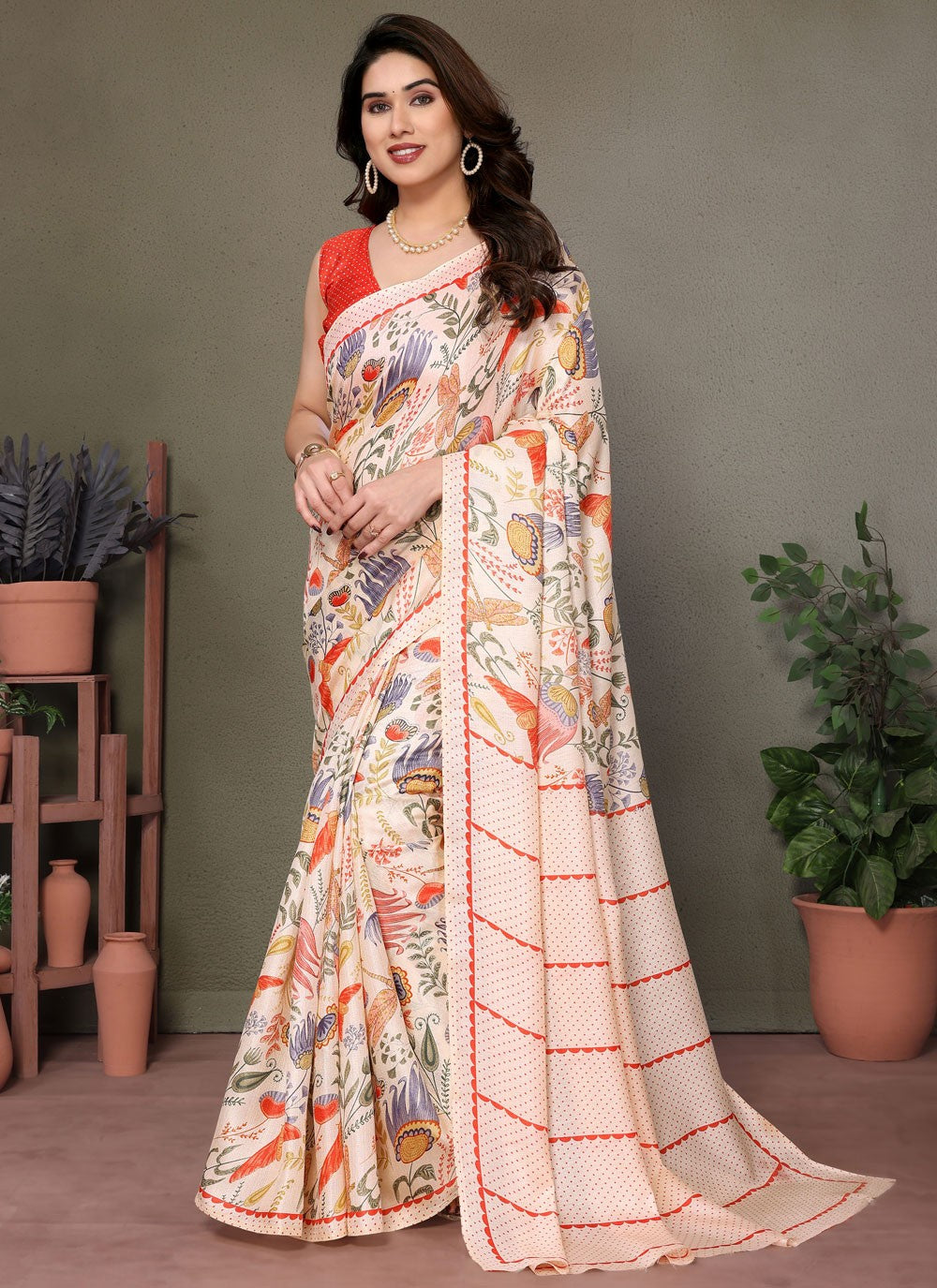 Printed Satin Saree - S12222