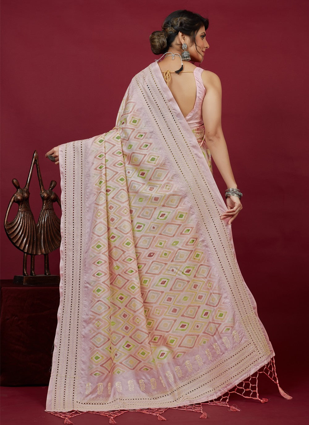Classic Chikankari Work Cotton Silk Saree - S3614