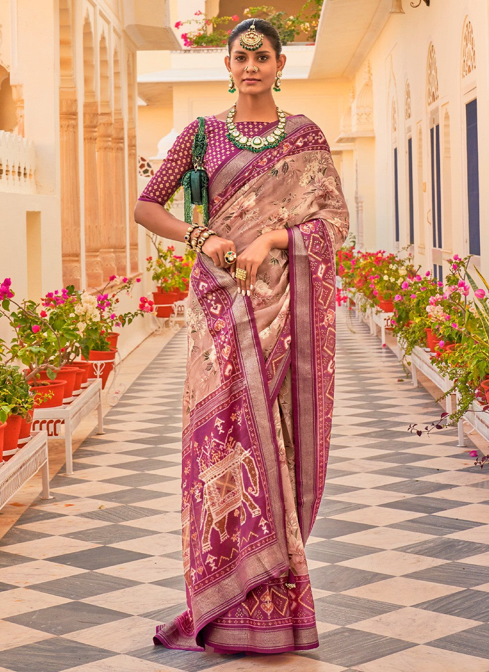 Trendy Printed Chiffon, Silk Saree - S2770