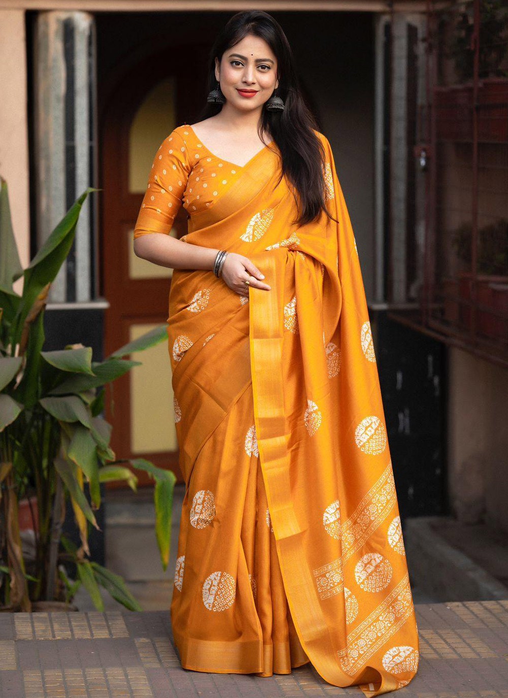 Contemporary Block Print Chanderi Cotton Saree - S5794