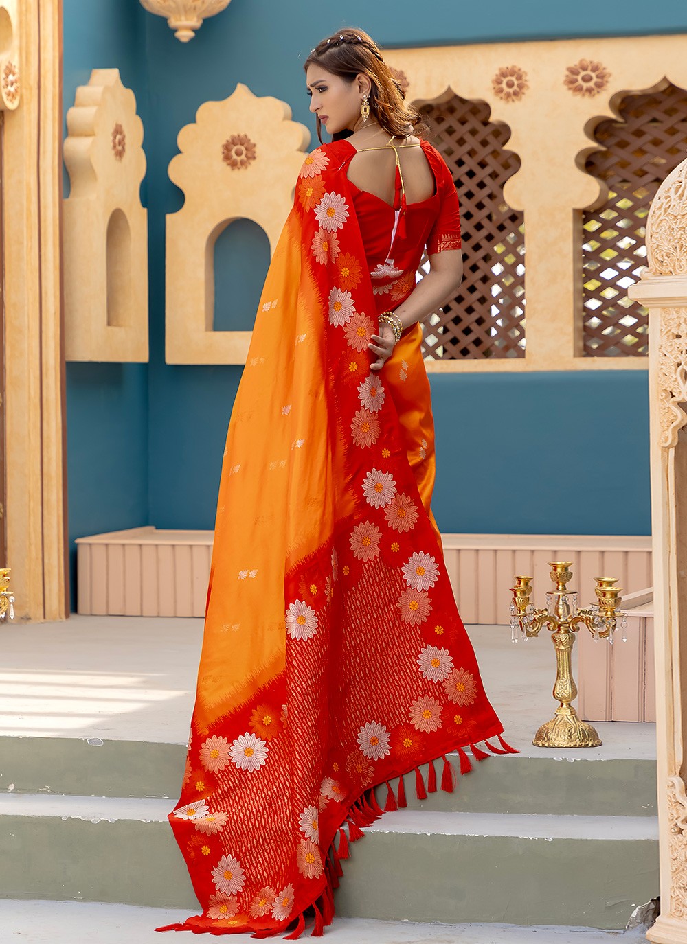 Contemporary Printed Mustard Silk S12566