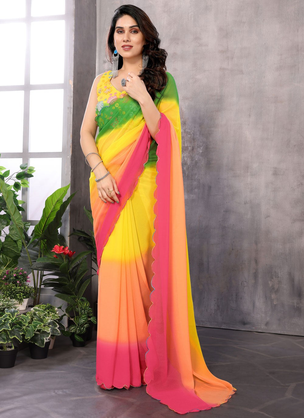 Classic Printed Georgette Saree - S9413