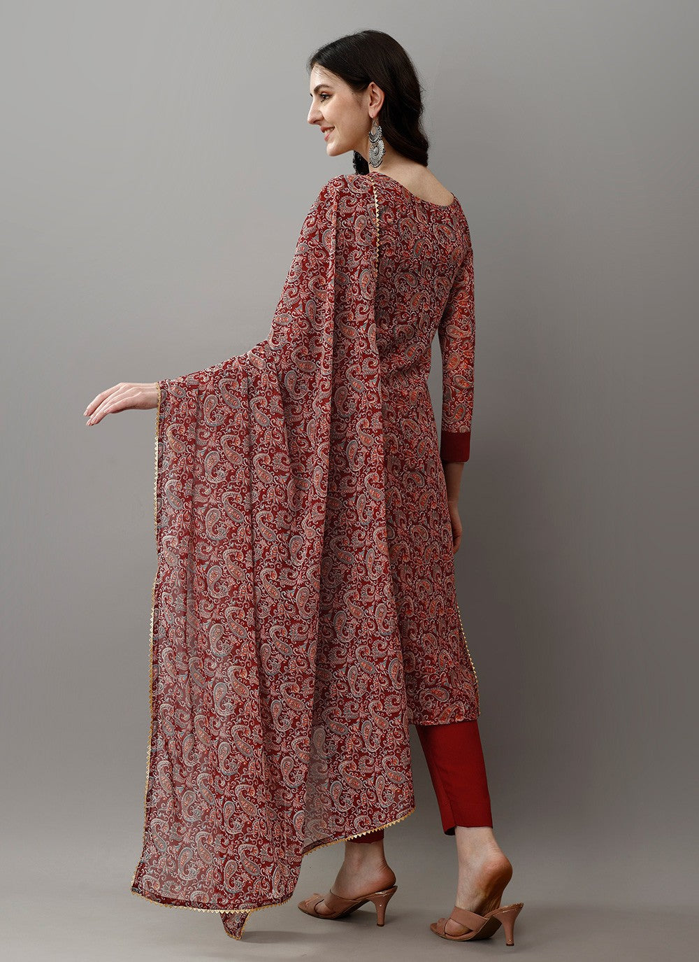 Archive Printed 316522 Maroon T6746