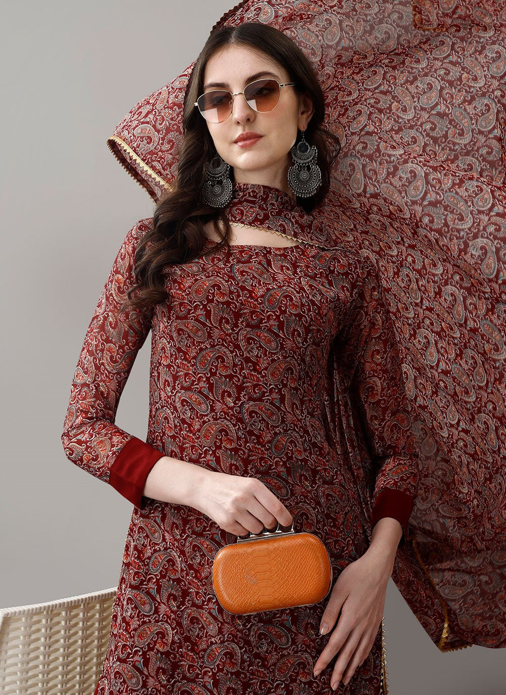 Archive Printed 316522 Maroon T6746