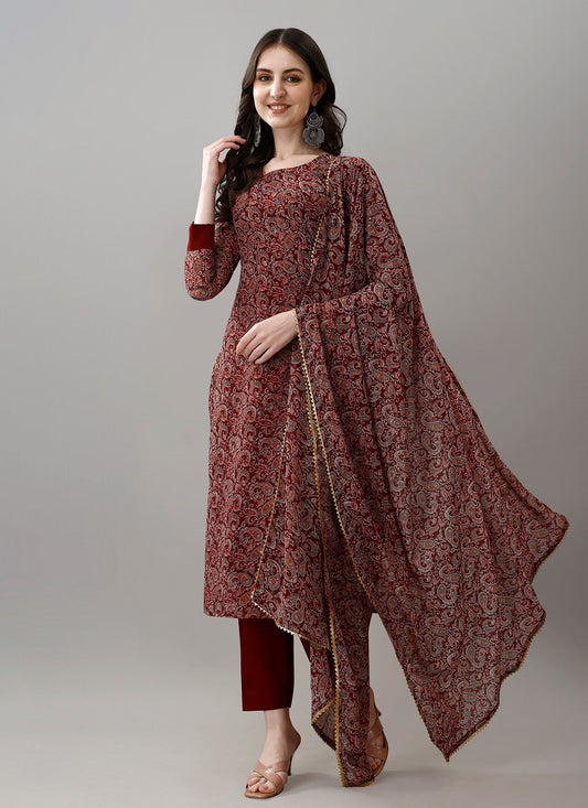 Archive Printed 316522 Maroon T6746