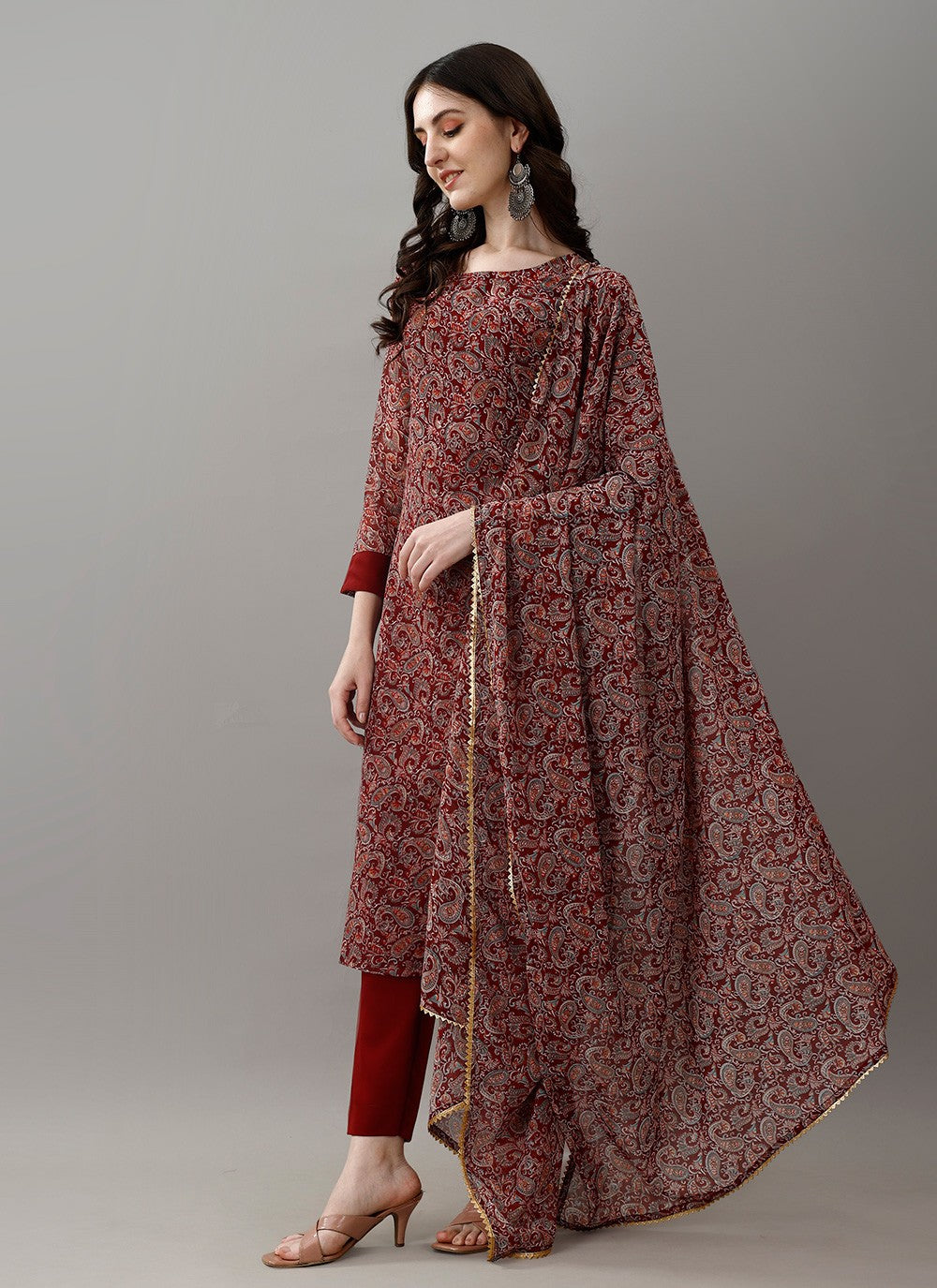 Archive Printed 316522 Maroon T6746