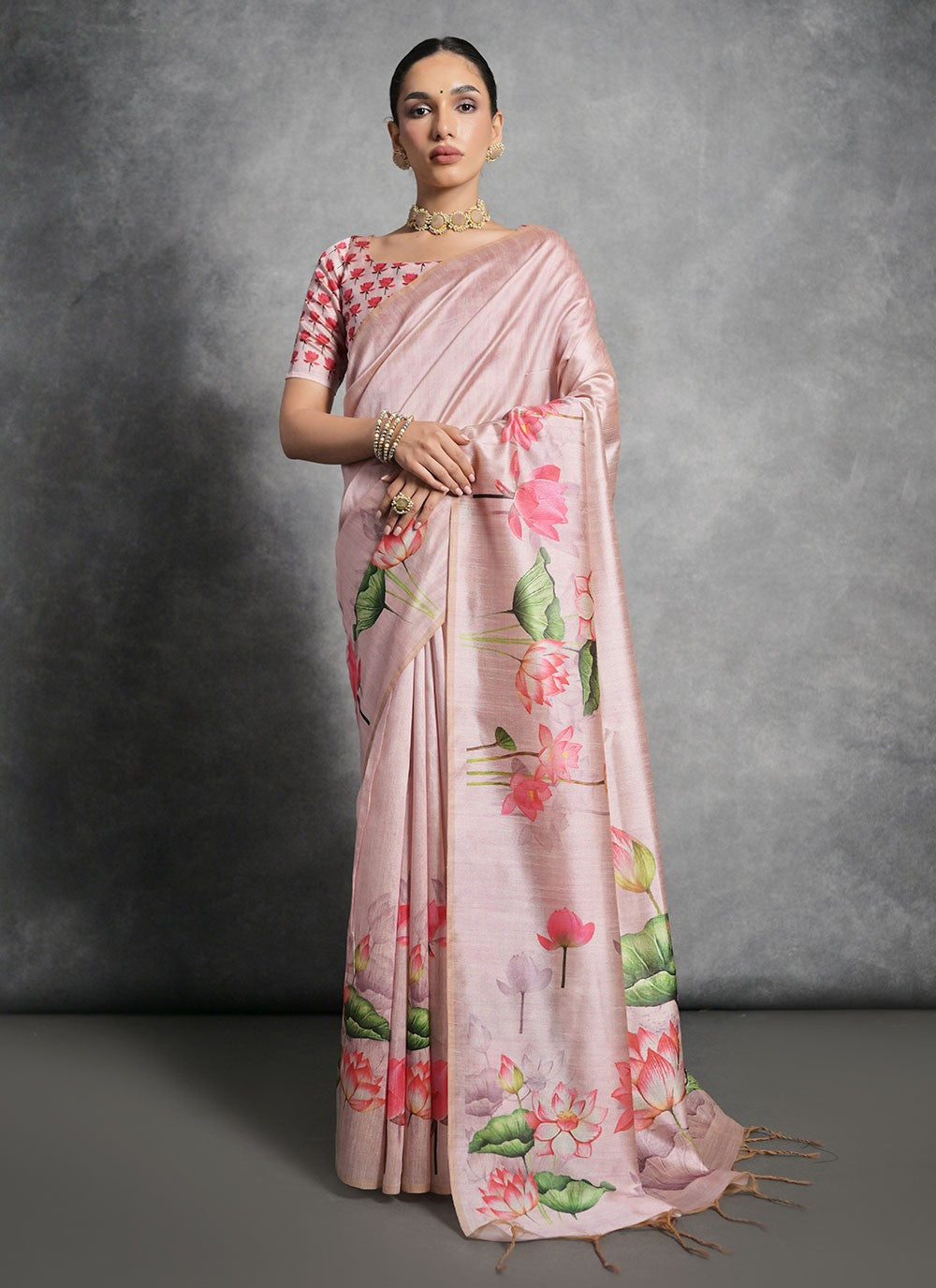 Trendy Printed Tussar Silk Saree - S4858