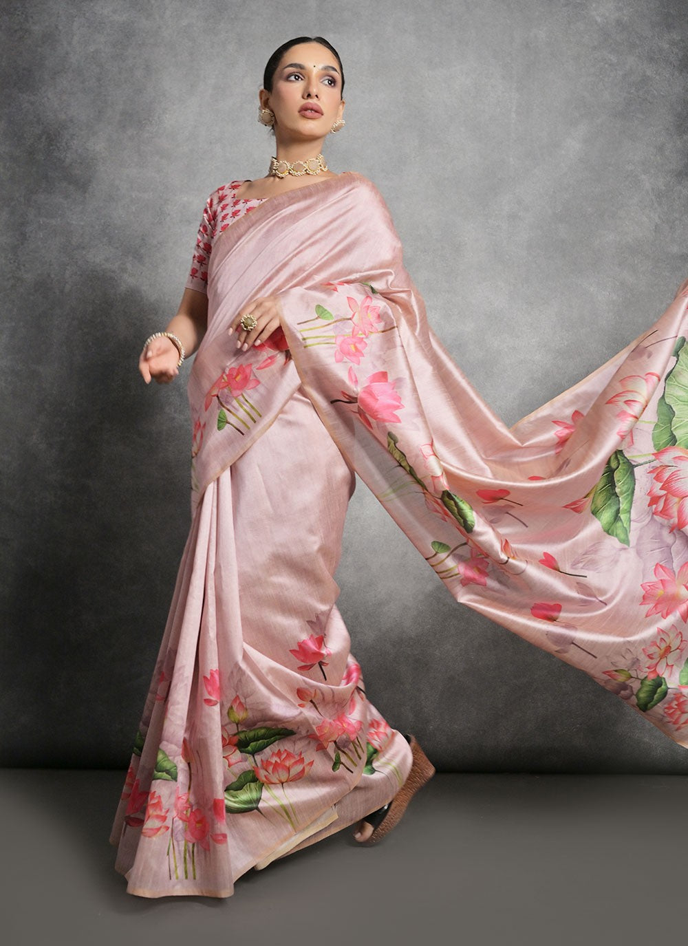 Trendy Printed Tussar Silk Saree - S4858