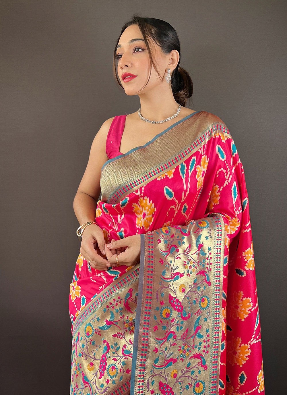 Trendy Saree Printed Pink Silk Saree S13699