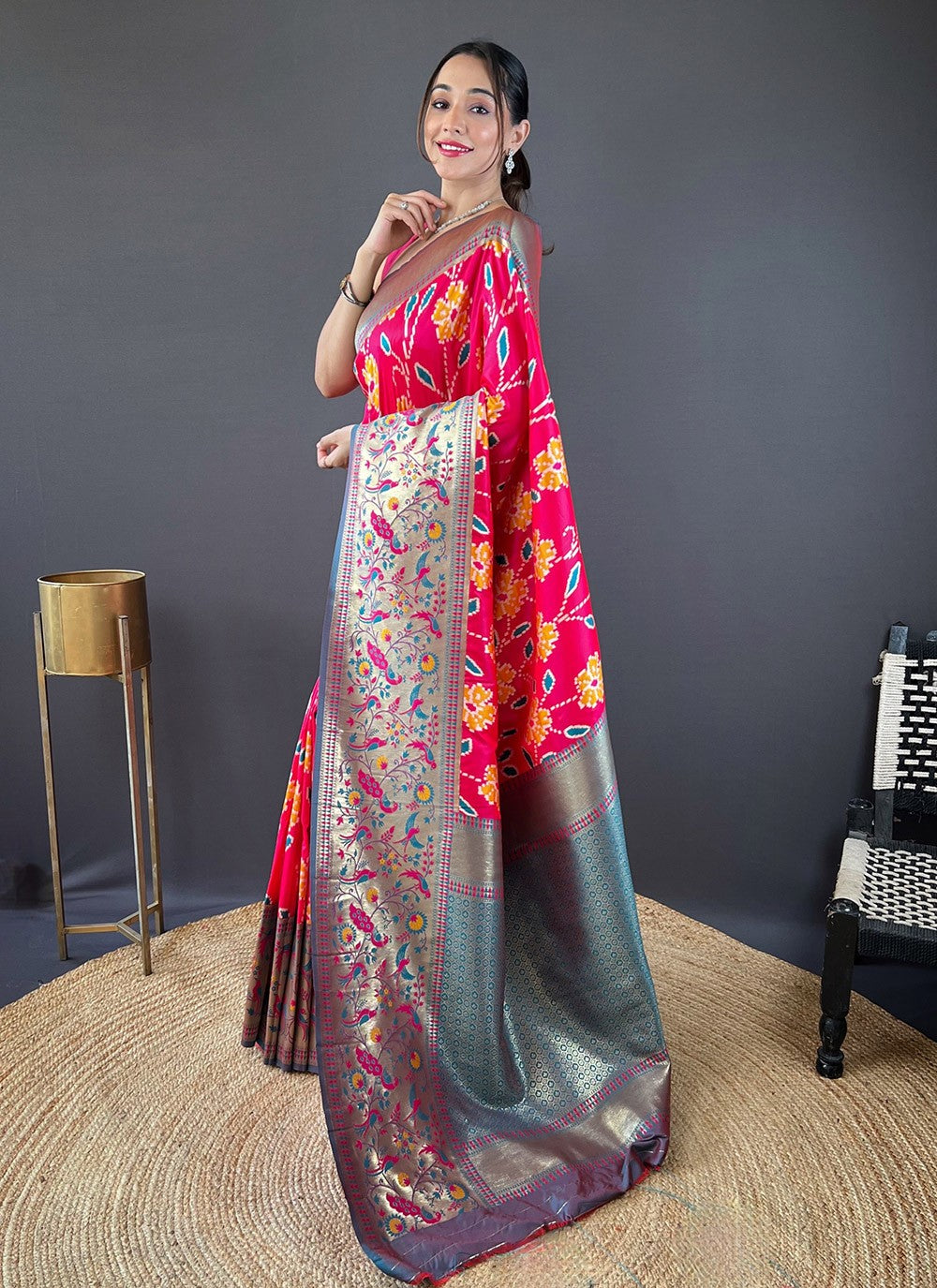 Trendy Saree Printed Pink Silk Saree S13699