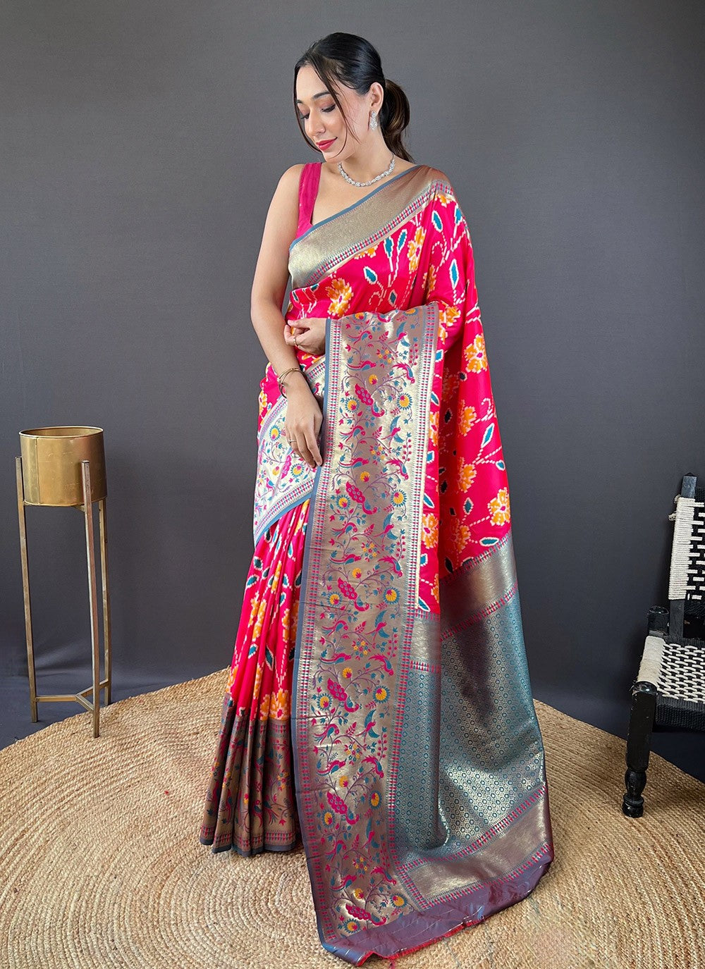 Trendy Saree Printed Pink Silk Saree S13699