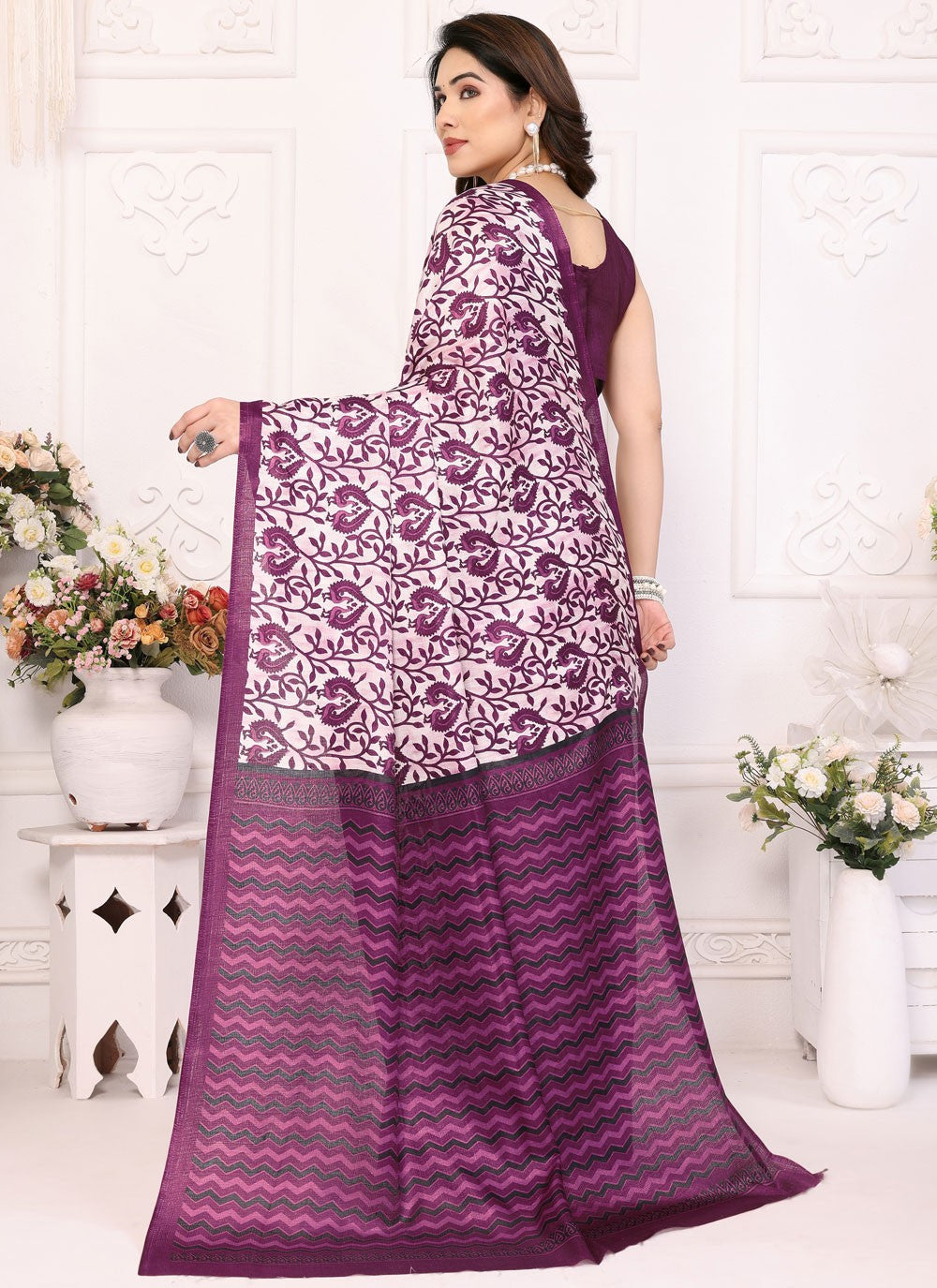 Printed Satin Saree - S12222