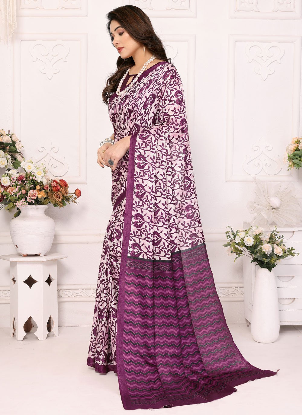 Printed Satin Saree - S12222