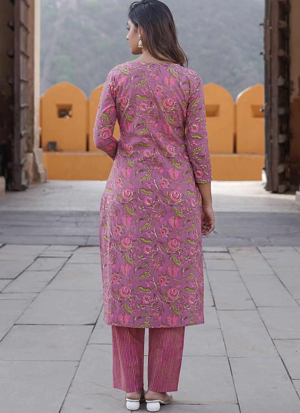 Salwar Suit Printed Purple Cotton T5380