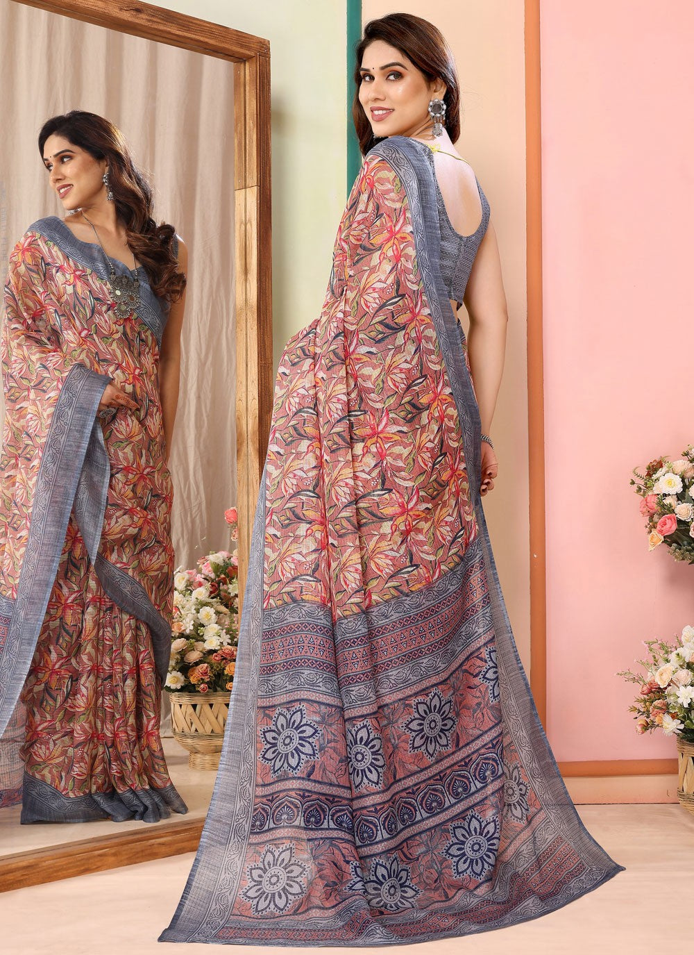 Classic Border Work Net Saree - S7540