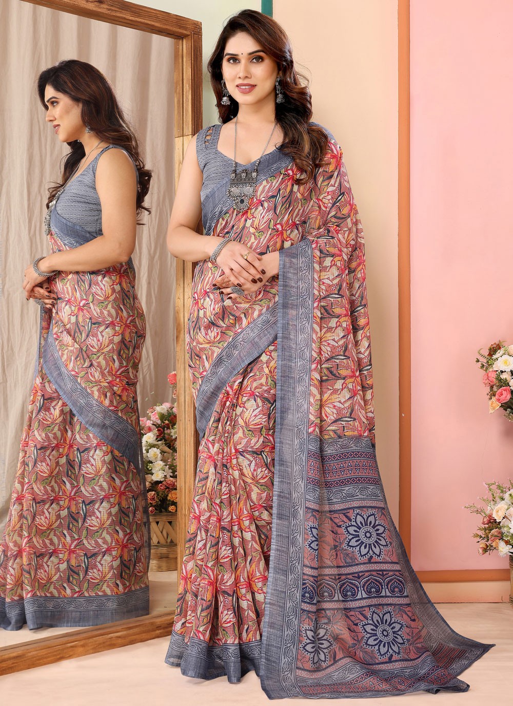 Classic Border Work Net Saree - S7540