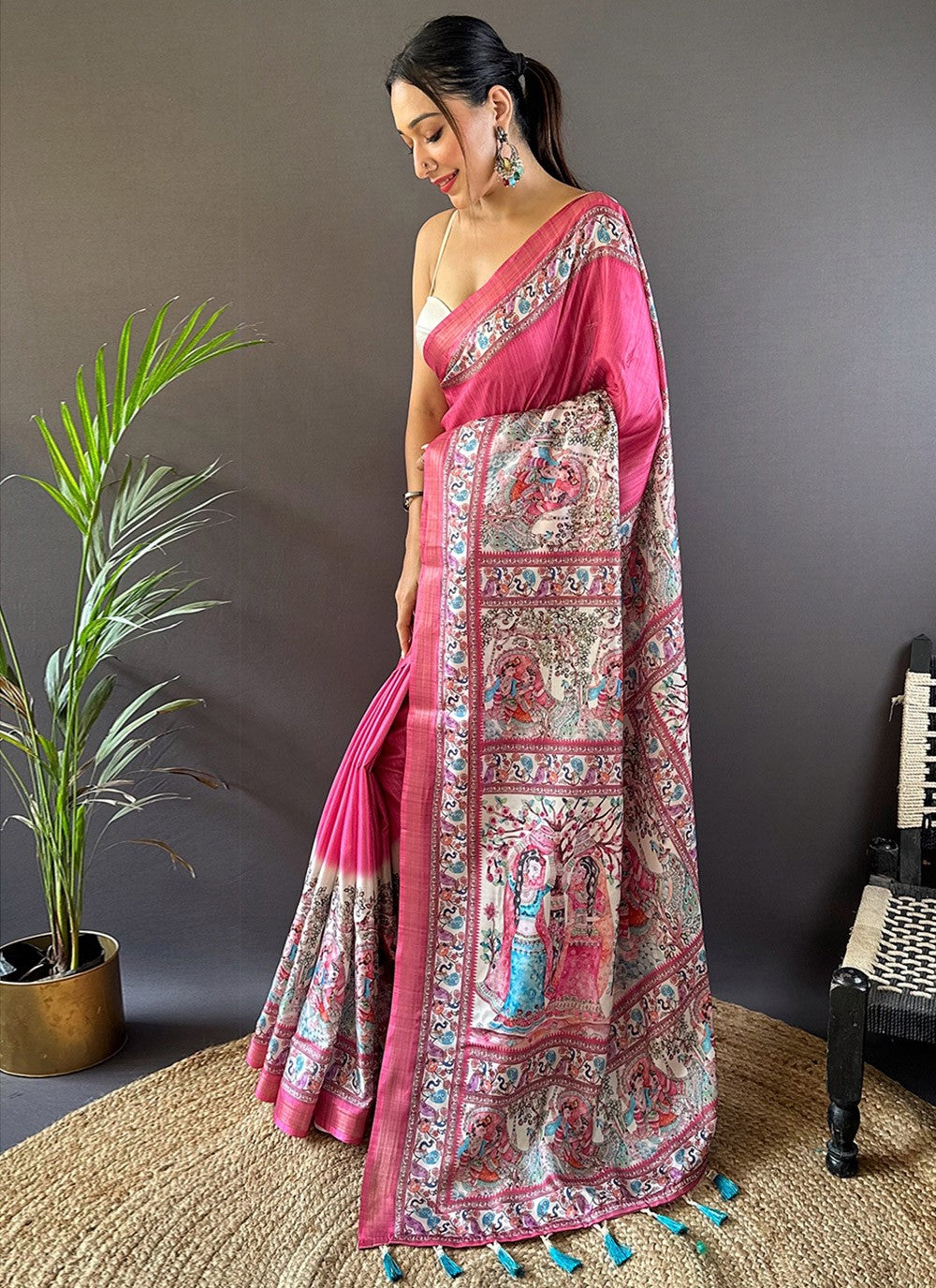 Printed Digital Print Tussar Silk Saree - S7857