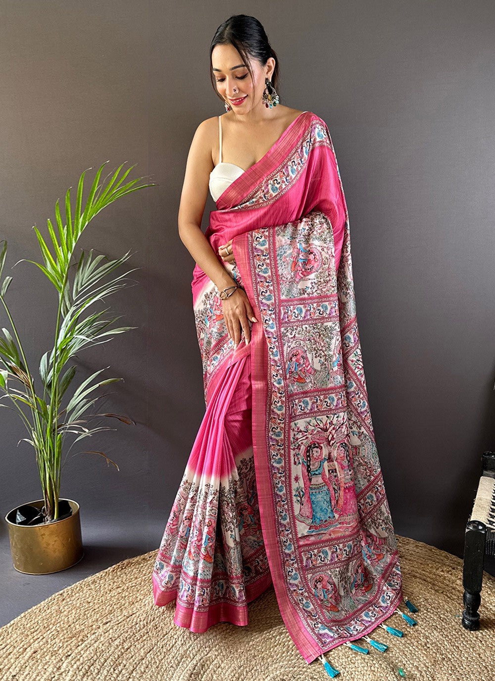 Printed Digital Print Tussar Silk Saree - S7857