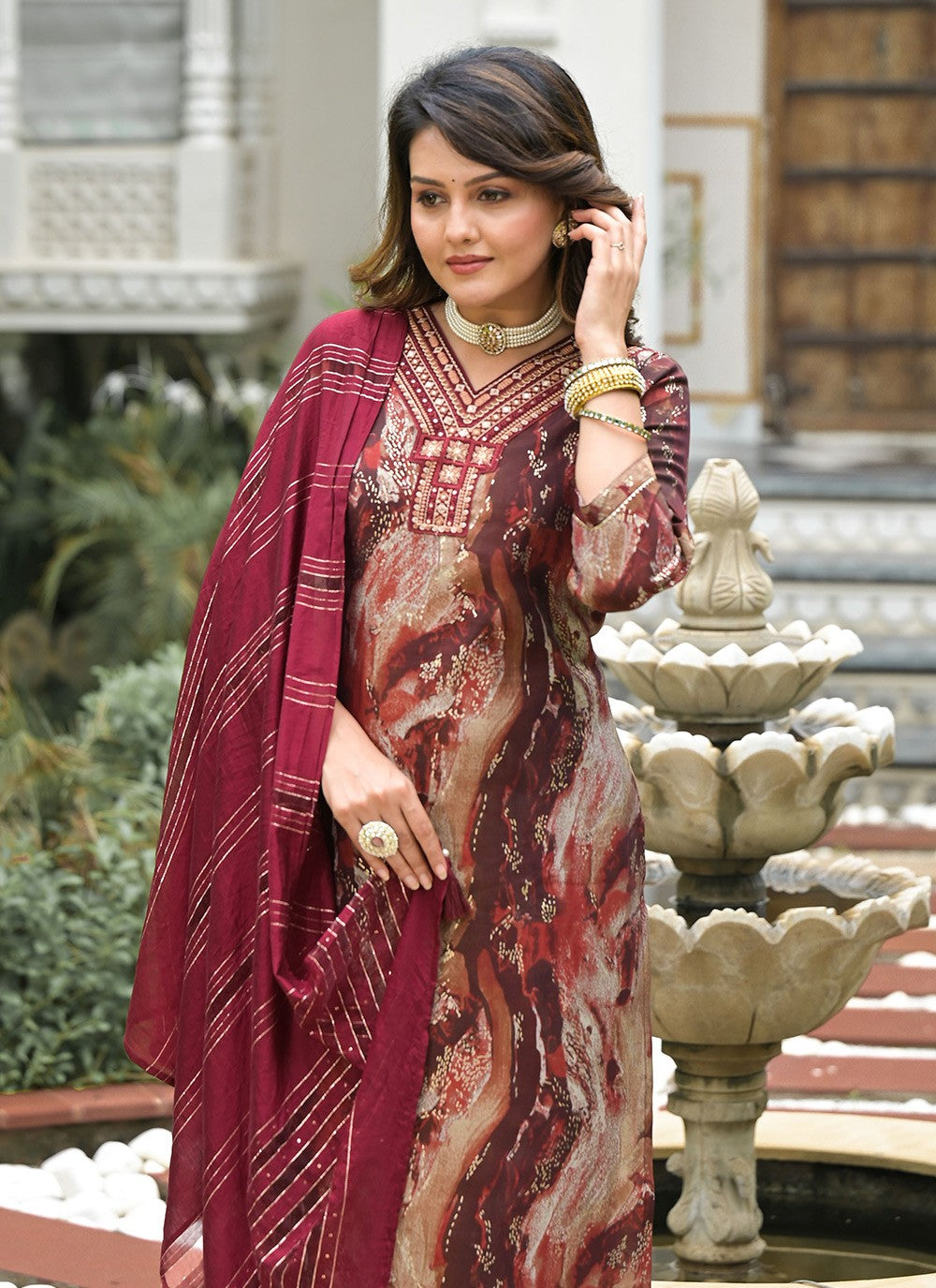 Embroidered Silk Salwar Suit - T4673