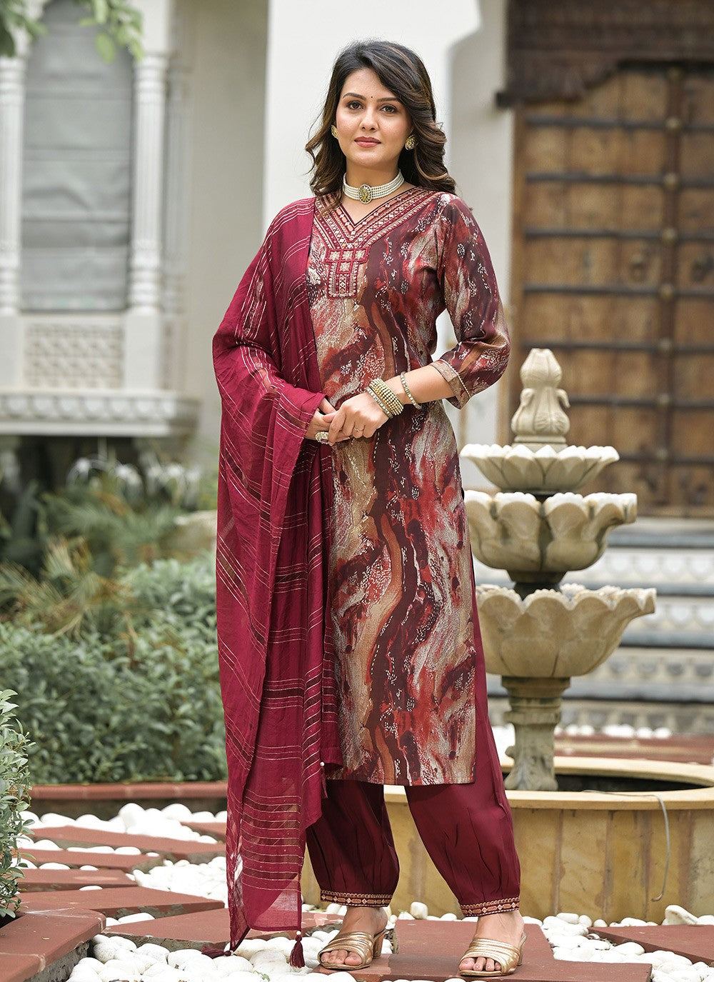 Embroidered Silk Salwar Suit - T4673