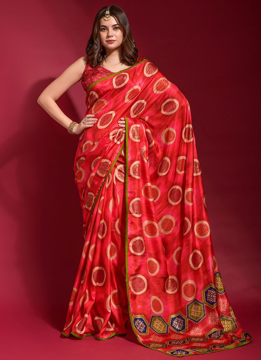 Saree Foliage Prints Silk Saree - S2494