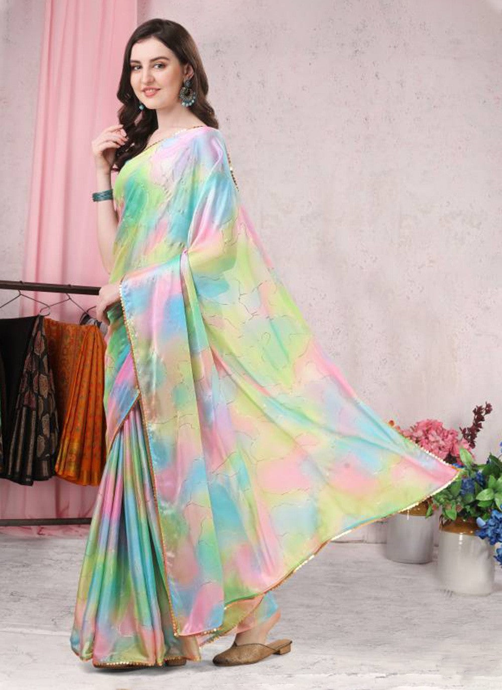 Trendy Printed Chiffon Saree - S3416