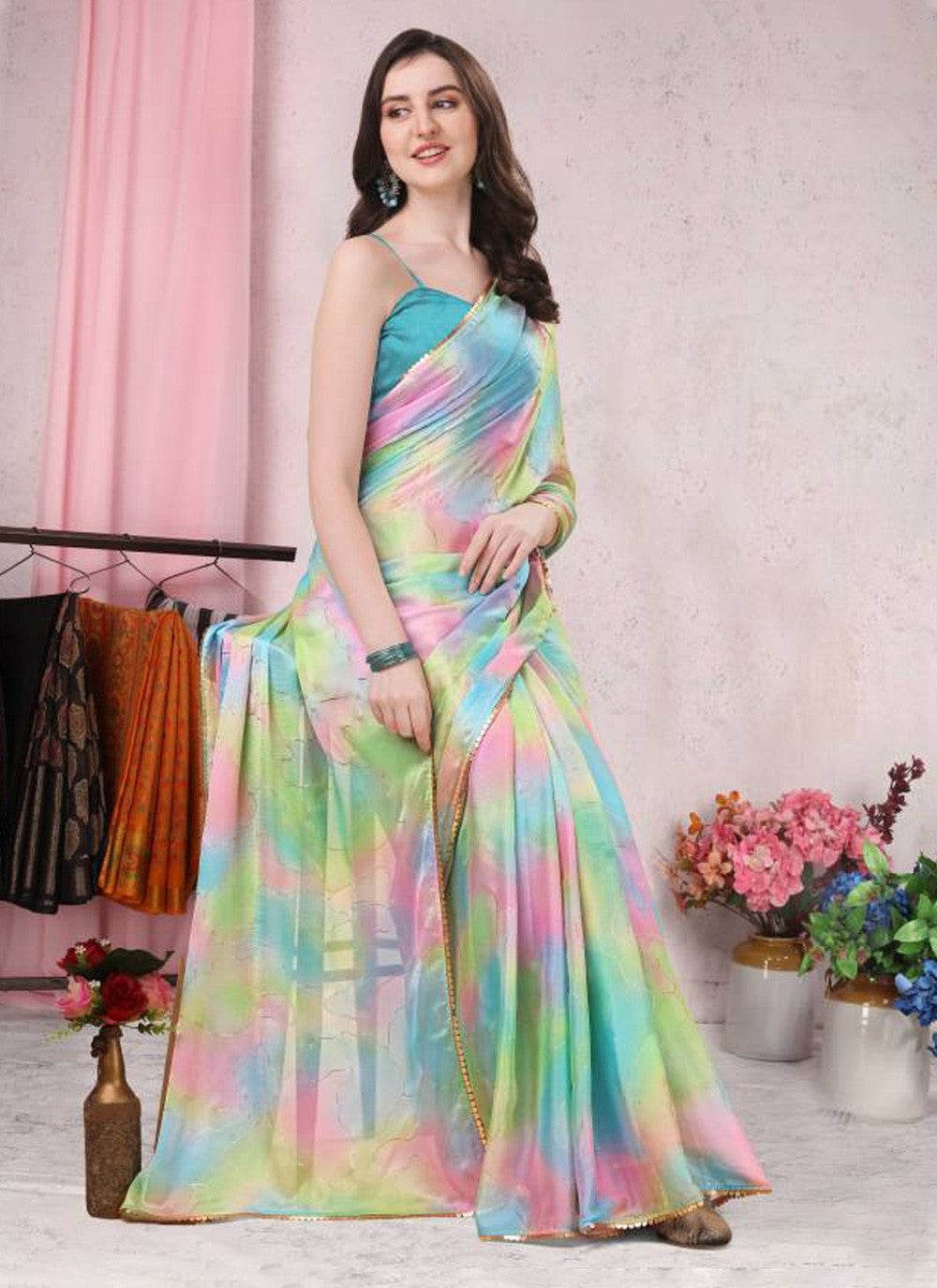 Trendy Printed Chiffon Saree - S3416