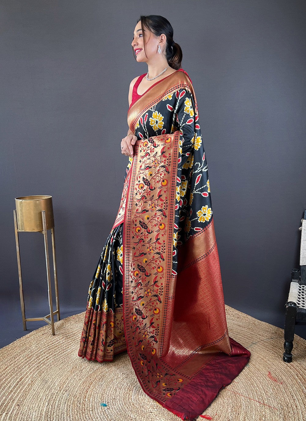 Trendy Saree Printed Green Silk Saree S13704
