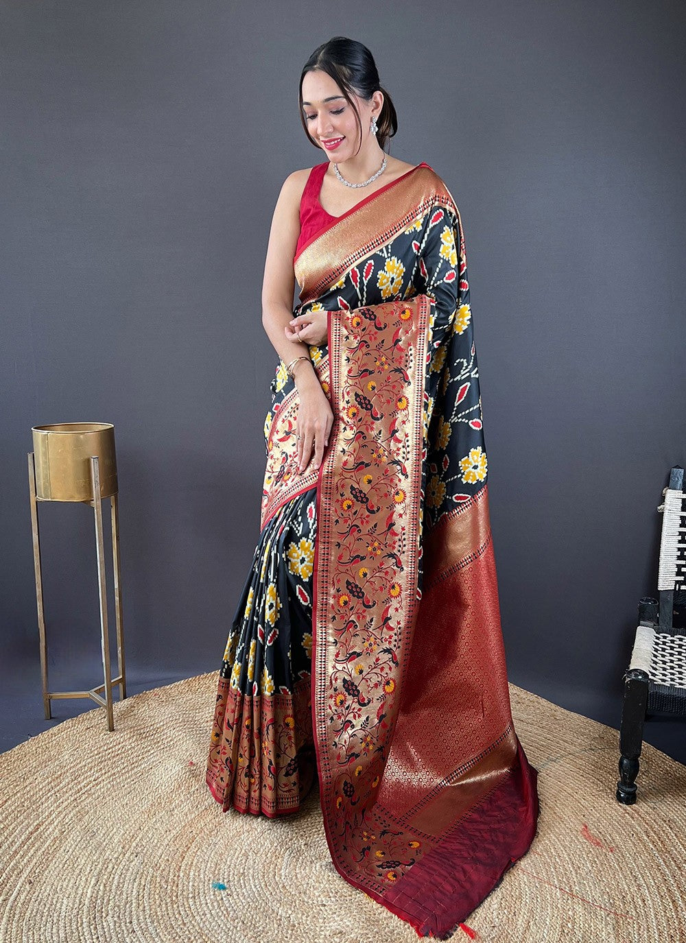 Trendy Saree Printed Green Silk Saree S13704