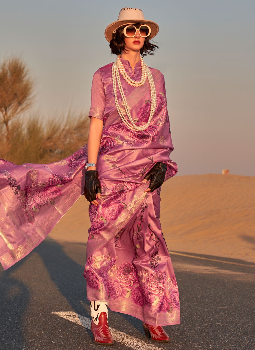 Classic Printed Tussar Silk Saree - S6232