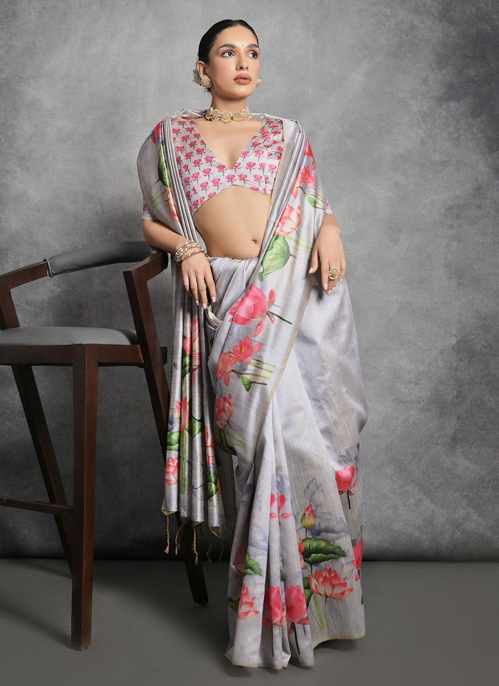 Trendy Printed Tussar Silk Saree - S4858