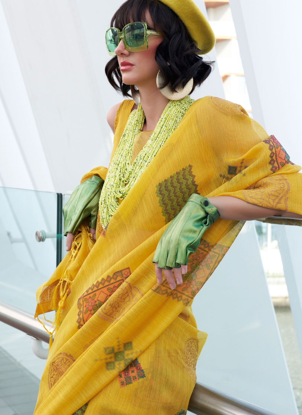 Trendy Printed Tissue Saree - S5728