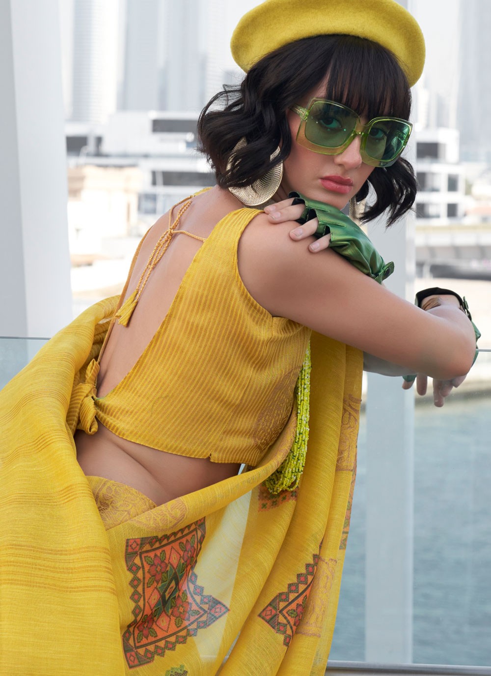 Trendy Printed Tissue Saree - S5728