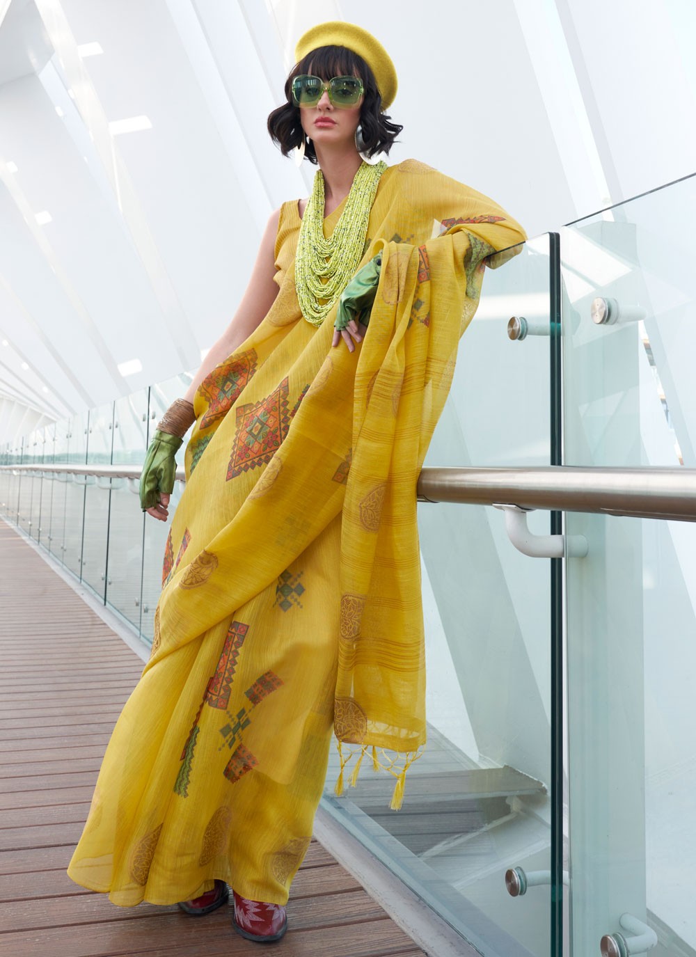 Trendy Printed Tissue Saree - S5728